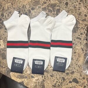 White Socks with Red and Green Stripes 3 pairs